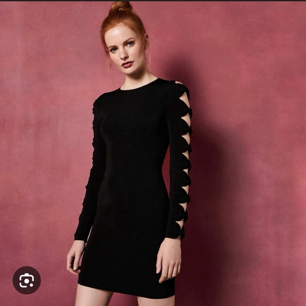 Ted Baker Black Long Sleeve Dress with Cut-Out Detail
